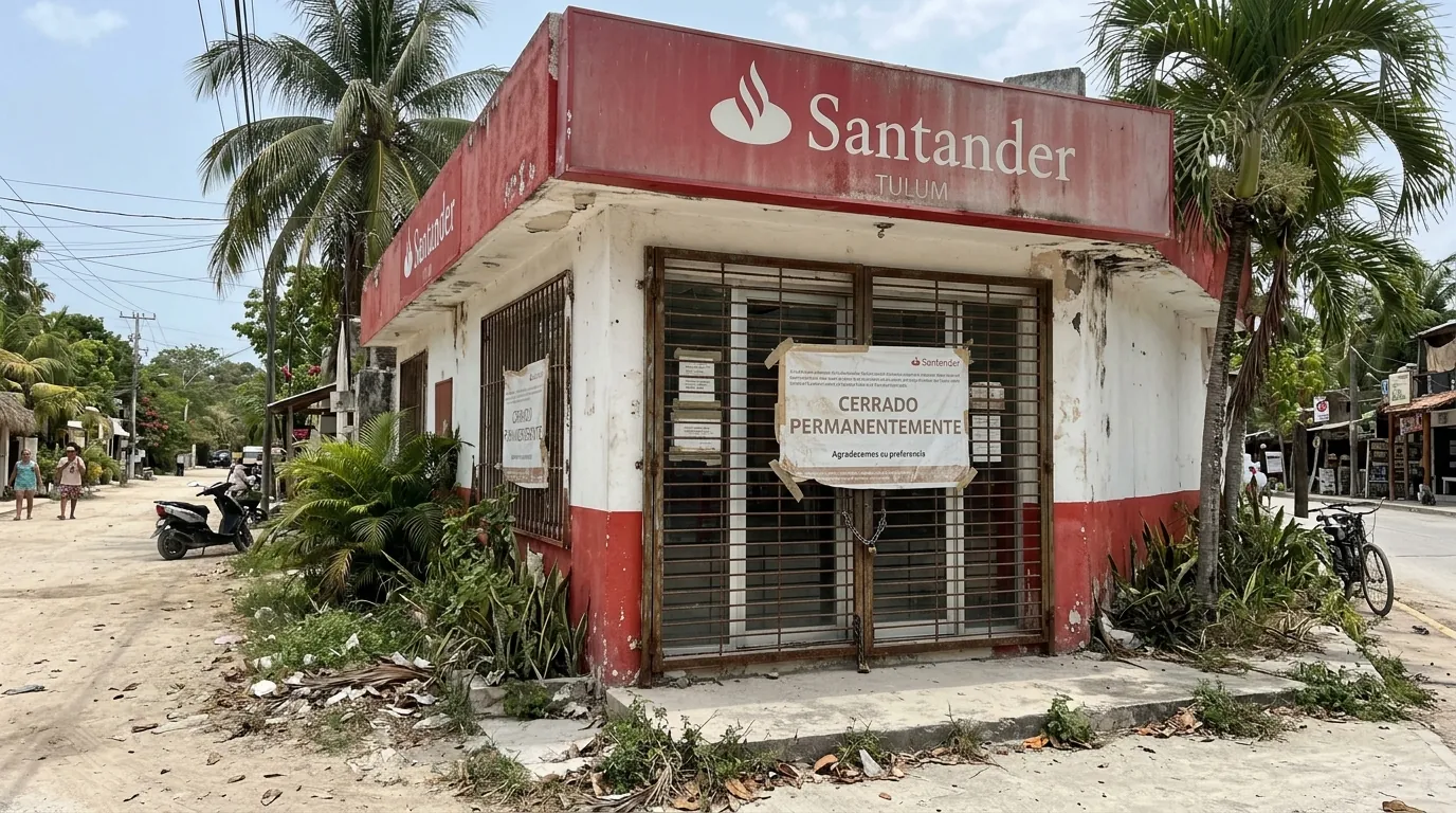 Crisis en la Riviera Maya: Cierra la única sucursal de Santander en Tulum y se agrava el éxodo comercial por abusos al turismo